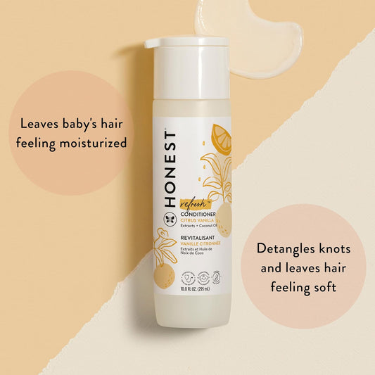 Silicone-Free Conditioner, Gentle Tear-Free, Hypoallergenic, Baby Hair Care with Naturally Derived Ingredients, Citrus Vanilla Refresh, 10 Fl Oz