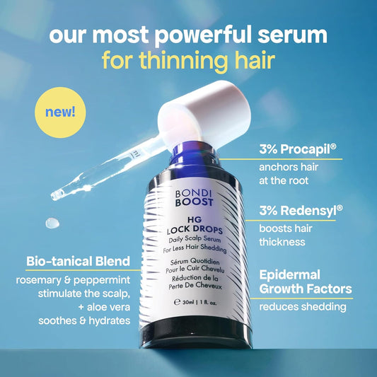 HG Lock Drops Daily Hair Serum for Women – Non-Greasy, Reduces Hair Thinning, Stimulates Scalp, Supports Thicker Fuller Hair – Vegan, Color-Safe, Lightweight for All Hair Types & Textures