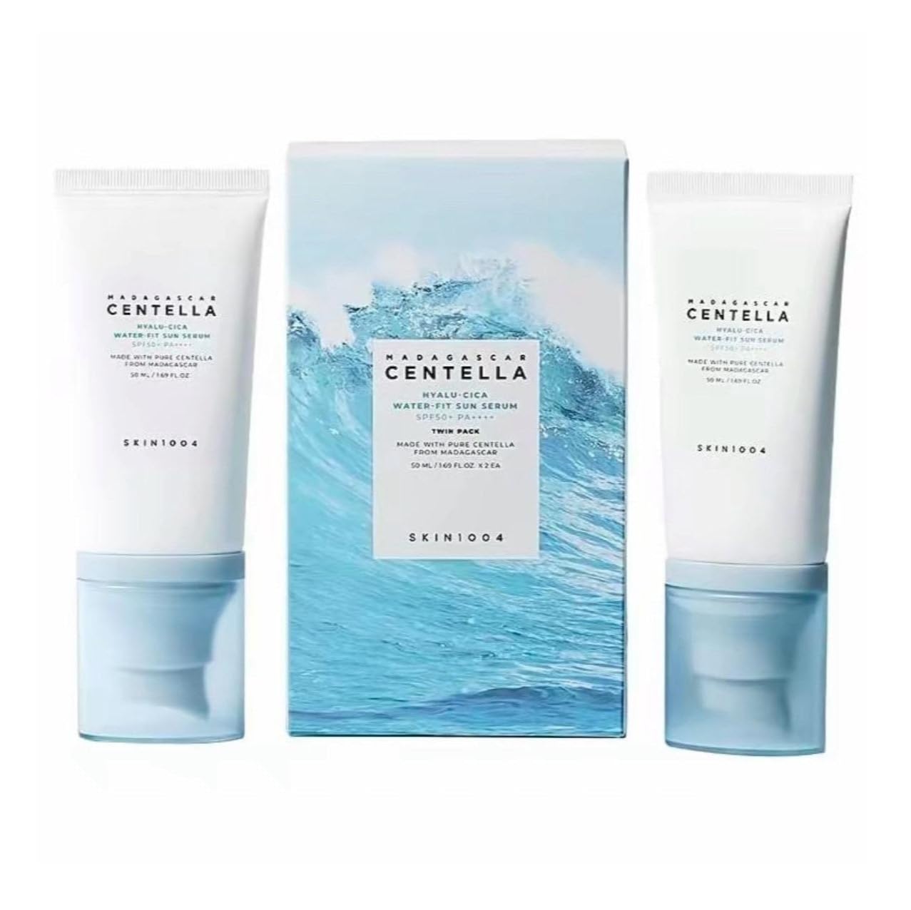 Centella Hyalu-Cica Water-Fit Sun Serum UV, Korean Sunscreen SPF 50, Centella Sunscreen, Travel Essentials, Sunscreen with Hyaluronic Acid, No White Cast, Korean Skin Care, 1.69 Fl.Oz / 50Ml