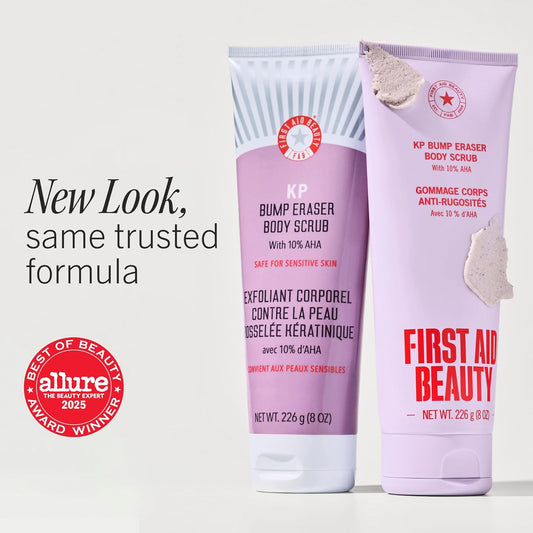 KP Bump Eraser Body Scrub with 10% AHA, Keratosis Pilaris Skin Exfoliator with Glycolic and Lactic Acids