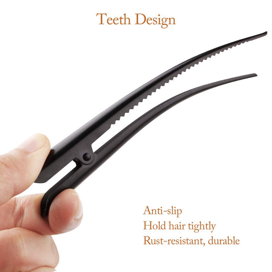 Large Long Alligator Hair Clips for Styling Salon Sectioning, 5 Inch Rust-Proof Durable Non-Slip Duckbill Metal Clips for Women Thick and Thin Hair (6 Pack) Black