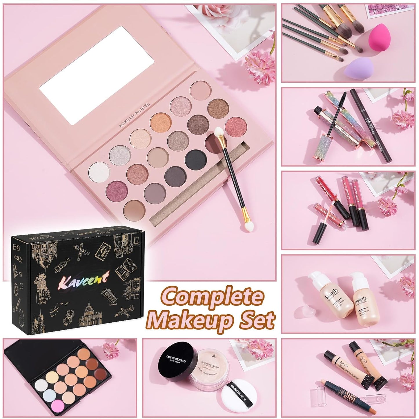 Makeup Kit Makeup Sets for Teens Makeup Kits for Women Teenagers Make up Eyeshadow Palette Foundation Concealer Lipgloss Loose Powder Makeup Kit for Women Full Kit
