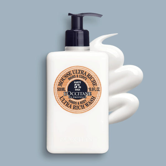 L'OCCITANE Shea Hands & Body Ultra Rich Wash: Cleanse, Soften, Gentle Foaming Cream, Classic Shea Scent, Prevent Dryness, with 5% Shea Butter