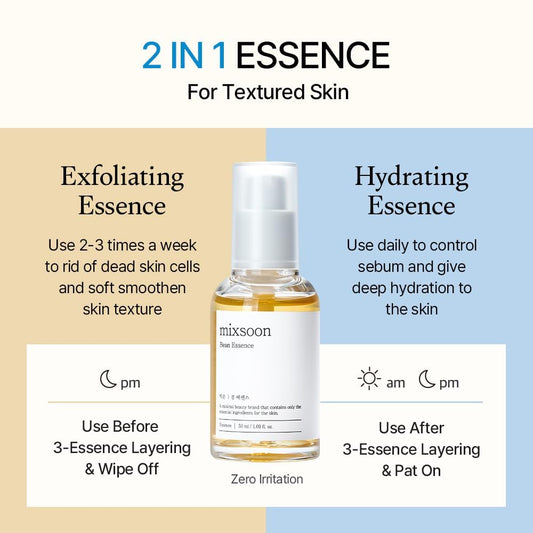 Bean Essence Exfoliating, AHA Moisturizer for Hydrating, Fermented Bean Extract, Gentle Formula for Smooth Skin 50Ml / 1.69 Fl.Oz. Korean Glass Skin Care