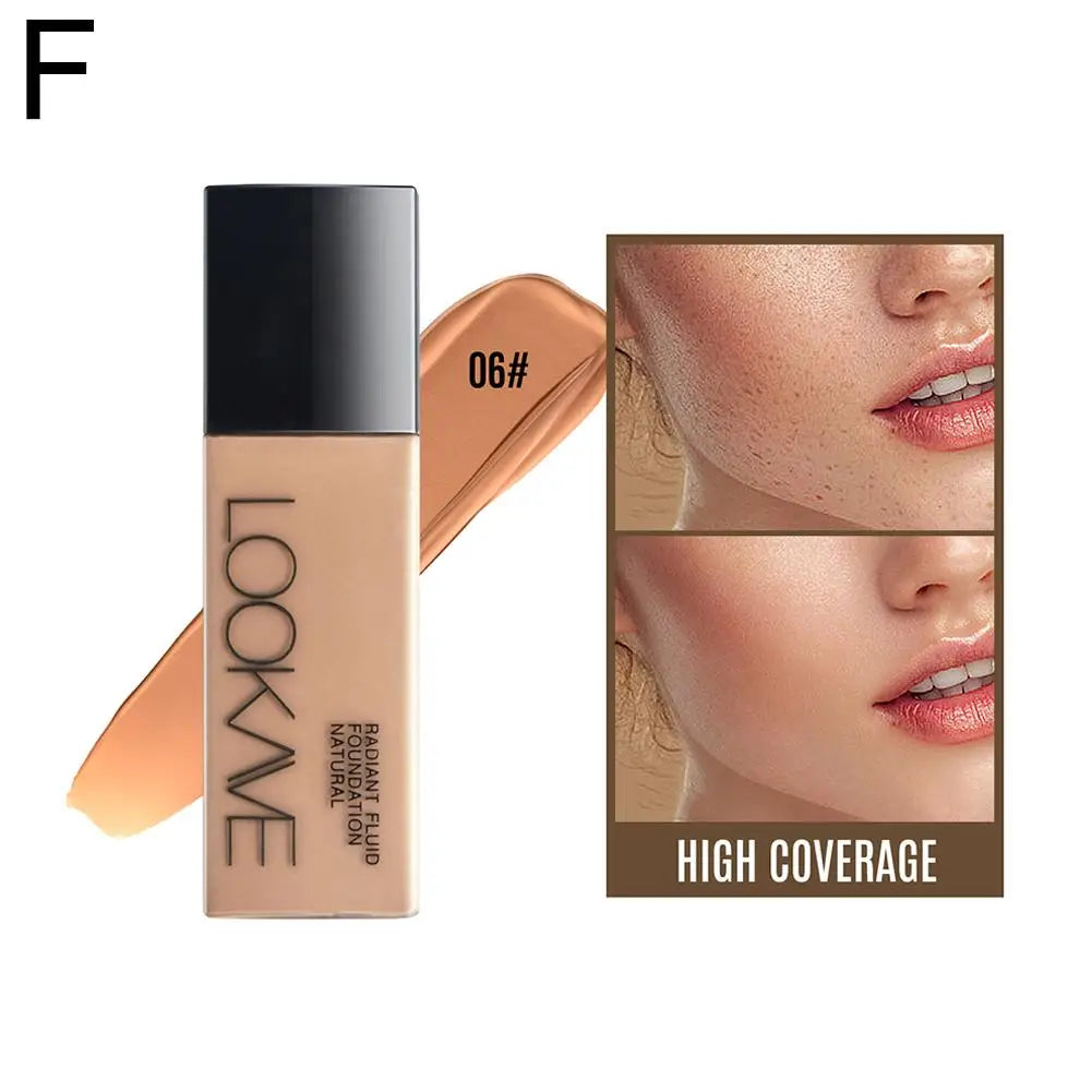 LOOKAVE Liquid Foundation Long Lasting Full Coverage Flawless Soft Matte Foundation Base Makeup Moisturizing Concealer CC Cream