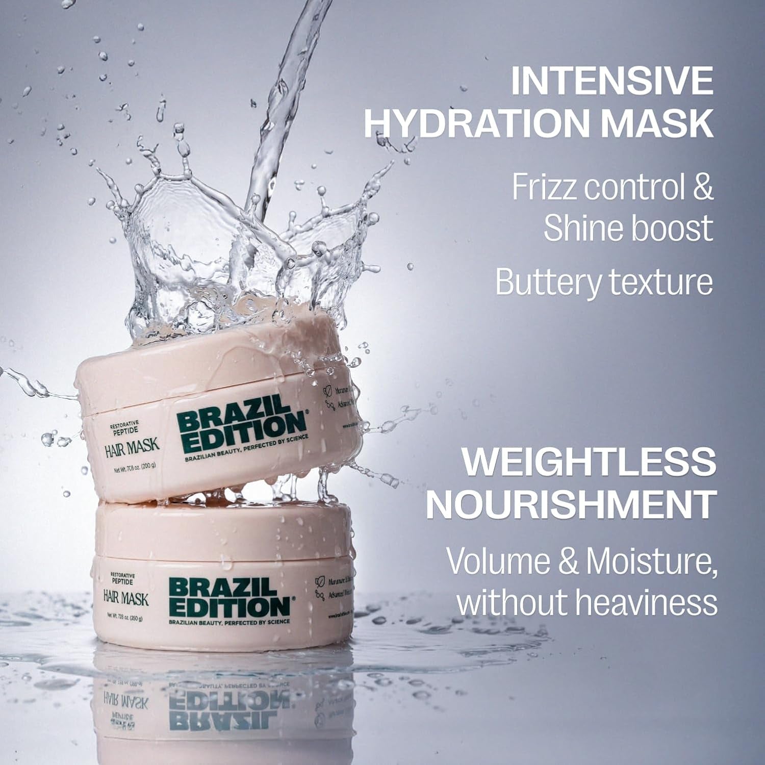 Restorative Peptide Hair Mask – Deep Repair in 2 Minutes, Hydration & Shine, Murumuru & Babassu Butters, Hyaluronic Acid, Strengthens & Smooths Damaged Hair (7 Oz)