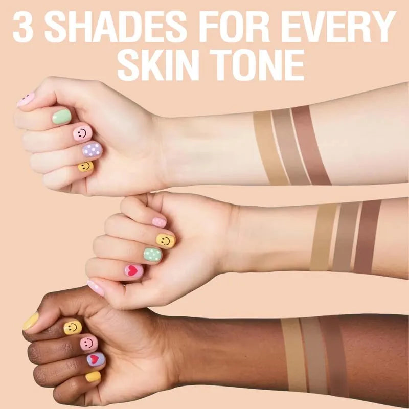 3 Color Contour Stick Multi-Functional Face Highlighter Cream Bronze Long-Lasting Waterproof Contouring & Brightening Stick