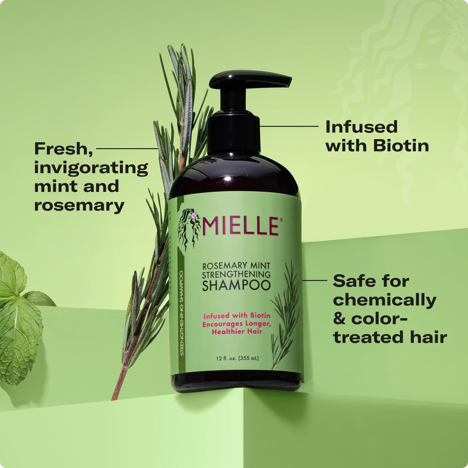 Rosemary Mint Hair Strengthening Biotin Shampoo - Moisturizing Hair Shampoo for Women and Men to Gently Cleanse, Repair & Protect Strands (12 Oz)