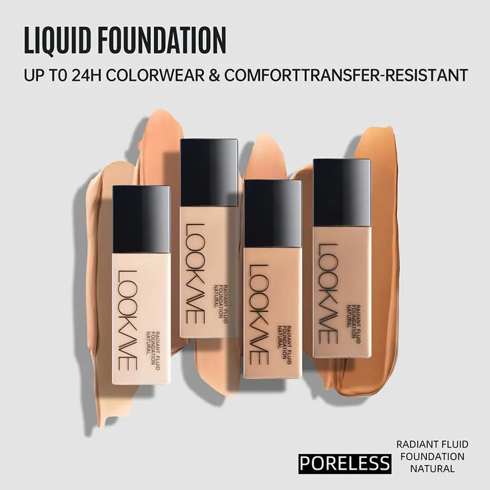 LOOKAVE Liquid Foundation Long Lasting Full Coverage Flawless Soft Matte Foundation Base Makeup Moisturizing Concealer CC Cream