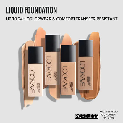 LOOKAVE Liquid Foundation Long Lasting Full Coverage Flawless Soft Matte Foundation Base Makeup Moisturizing Concealer CC Cream