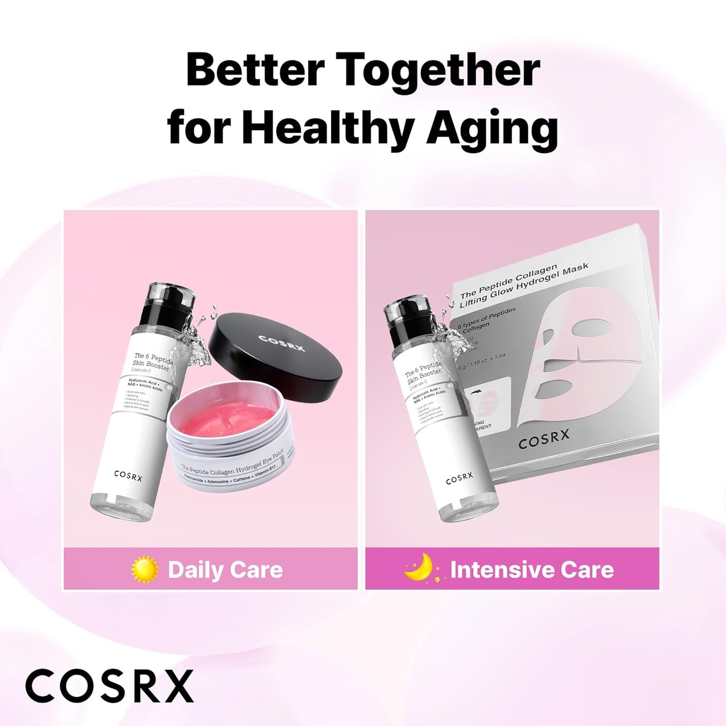 Pink Peptides Collagen Lifting Glow Hydrogel Face Masks Skincare 3 EA, Collagen Face Mask, Travel Essentials, Overnight Face Mask, Korean Skincare