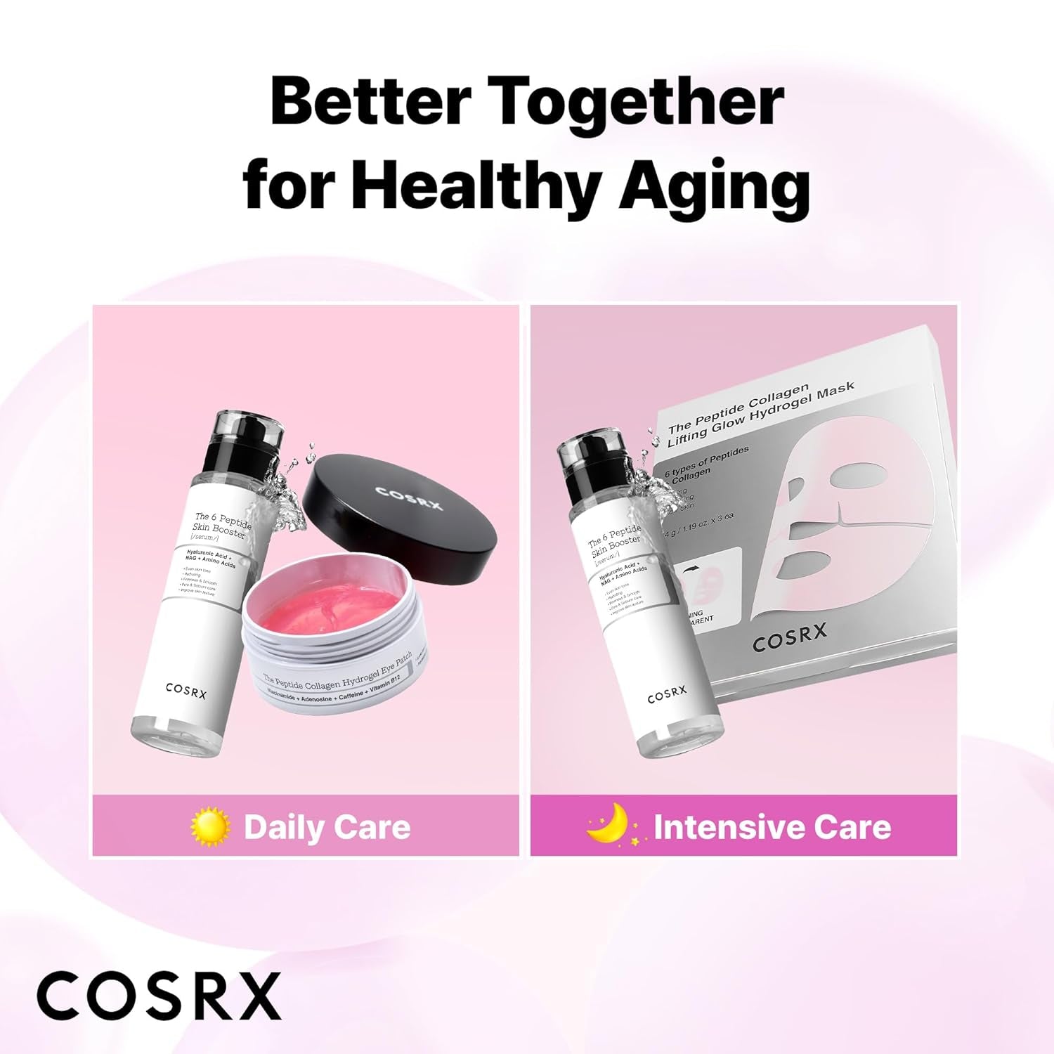 Pink Peptides Collagen Lifting Glow Hydrogel Face Masks Skincare 3 EA, Collagen Face Mask, Travel Essentials, Overnight Face Mask, Korean Skincare