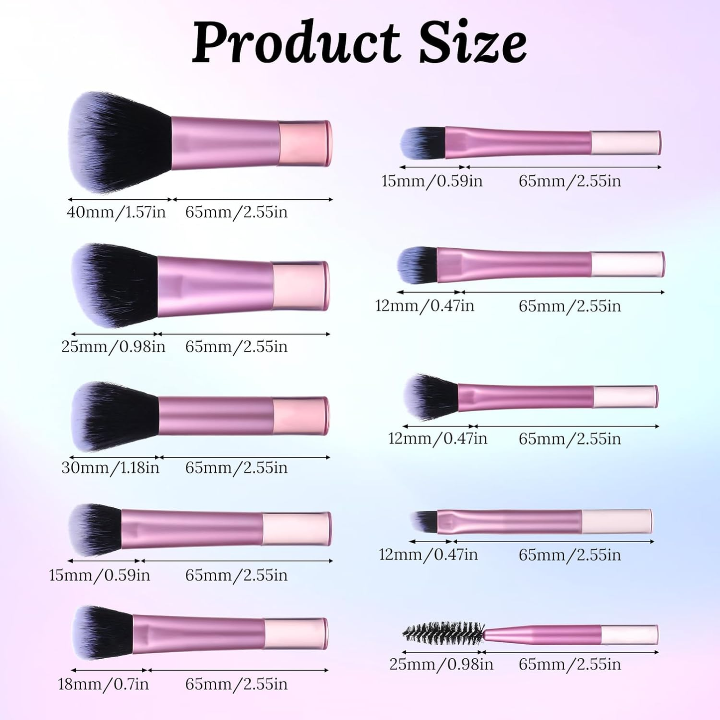 10 Pcs Travel Makeup Brush Set, Mini Portable Cosmetic Brushes with Case for Foundation, Eyeshadow, Highlight, Contour, Blush & Concealer