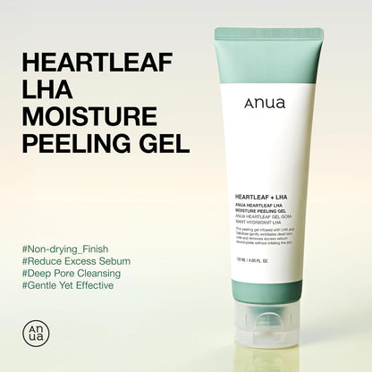 Heartleaf LHA Moisture Peeling Gel, Gentle Exfoliation, Hydrating Facial Peel, Pore Care, Dead Skin Removal, Natural Cellulose, Soothing & Hydrating, Korean Skincare, 4.05 Fl Oz