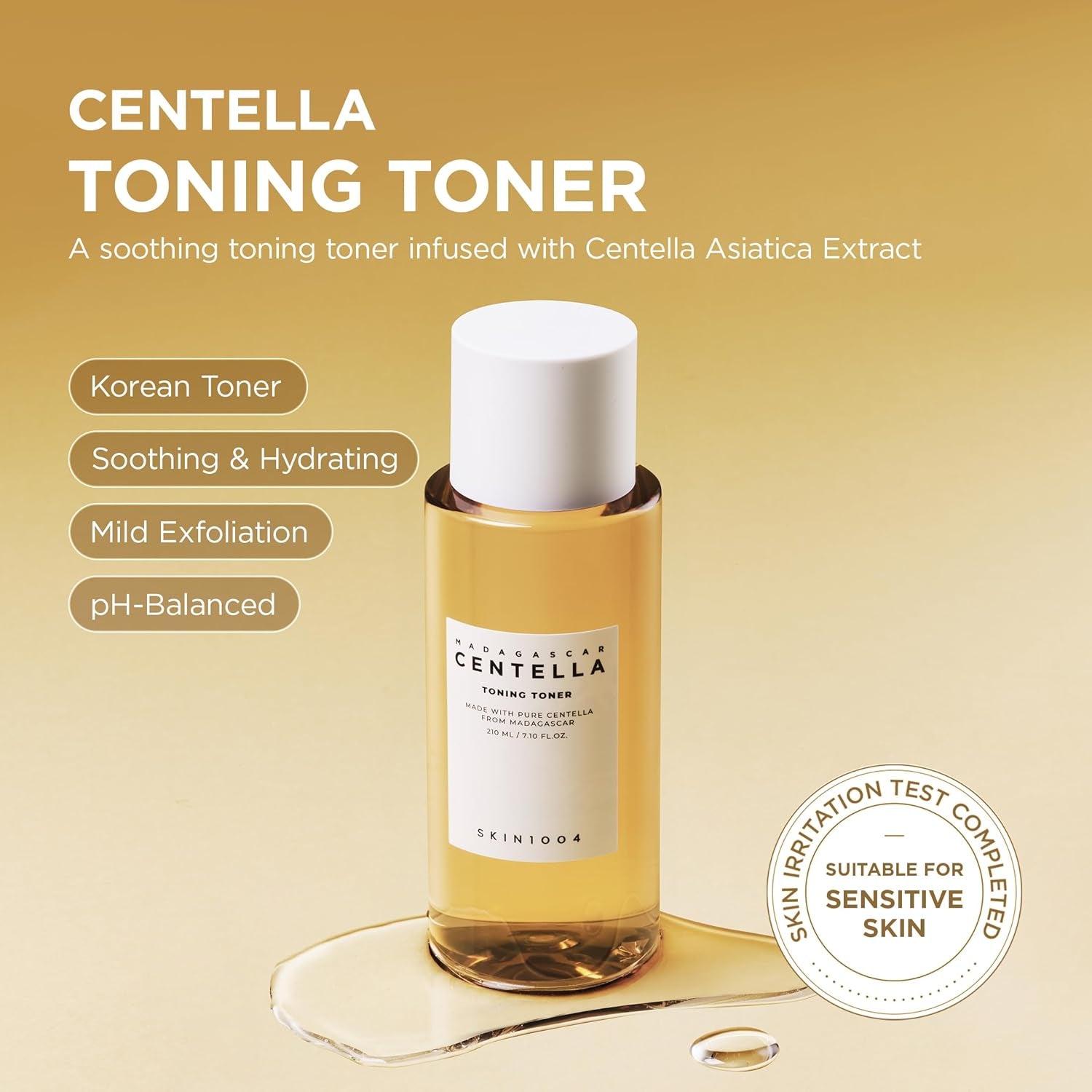 Centella Toning Toner 7.10 Fl.Oz, 210Ml, Korean Face Toner with Madagascar Centella Asiatica & Hyaluronic Acid for Hydrating, Soothing and Moisturizing, PHA Exfoliator, Korean Skin Care