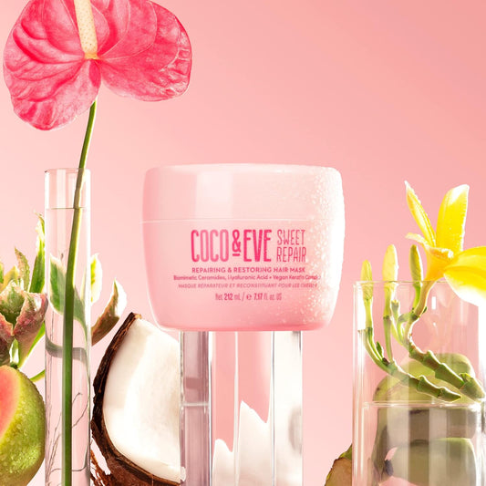 Sweet Repair Repairing and Restoring Hair Mask. 85% Stronger Hair, Reduce Hair Damage by 65%. Biomimetic Ceramides, Hyaluronic Acid, Vegan Keratin. Increase Hydration & Shine.