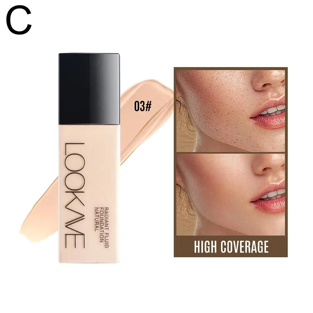 LOOKAVE Liquid Foundation Long Lasting Full Coverage Flawless Soft Matte Foundation Base Makeup Moisturizing Concealer CC Cream