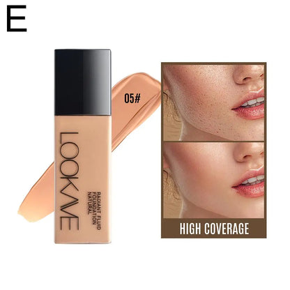 LOOKAVE Liquid Foundation Long Lasting Full Coverage Flawless Soft Matte Foundation Base Makeup Moisturizing Concealer CC Cream