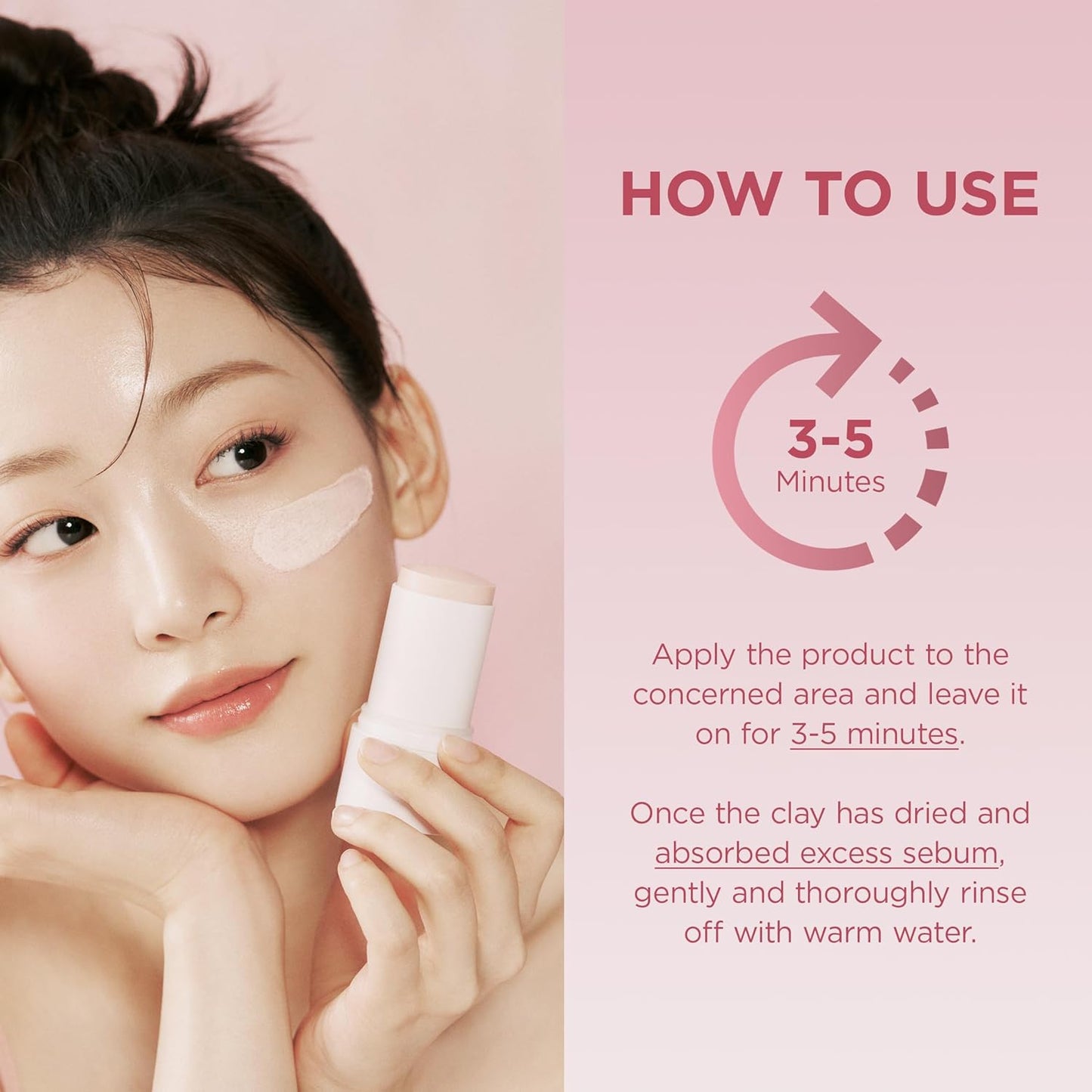 Poremizing Quick Clay Stick Mask, Face Mask Skincare for Pore Minimizing, Facial Clay Mask with Centella, Pore Minimizer for Sebum Control, Pink Mud Mask, Korean Skin Care, 0.95 Oz / 27G