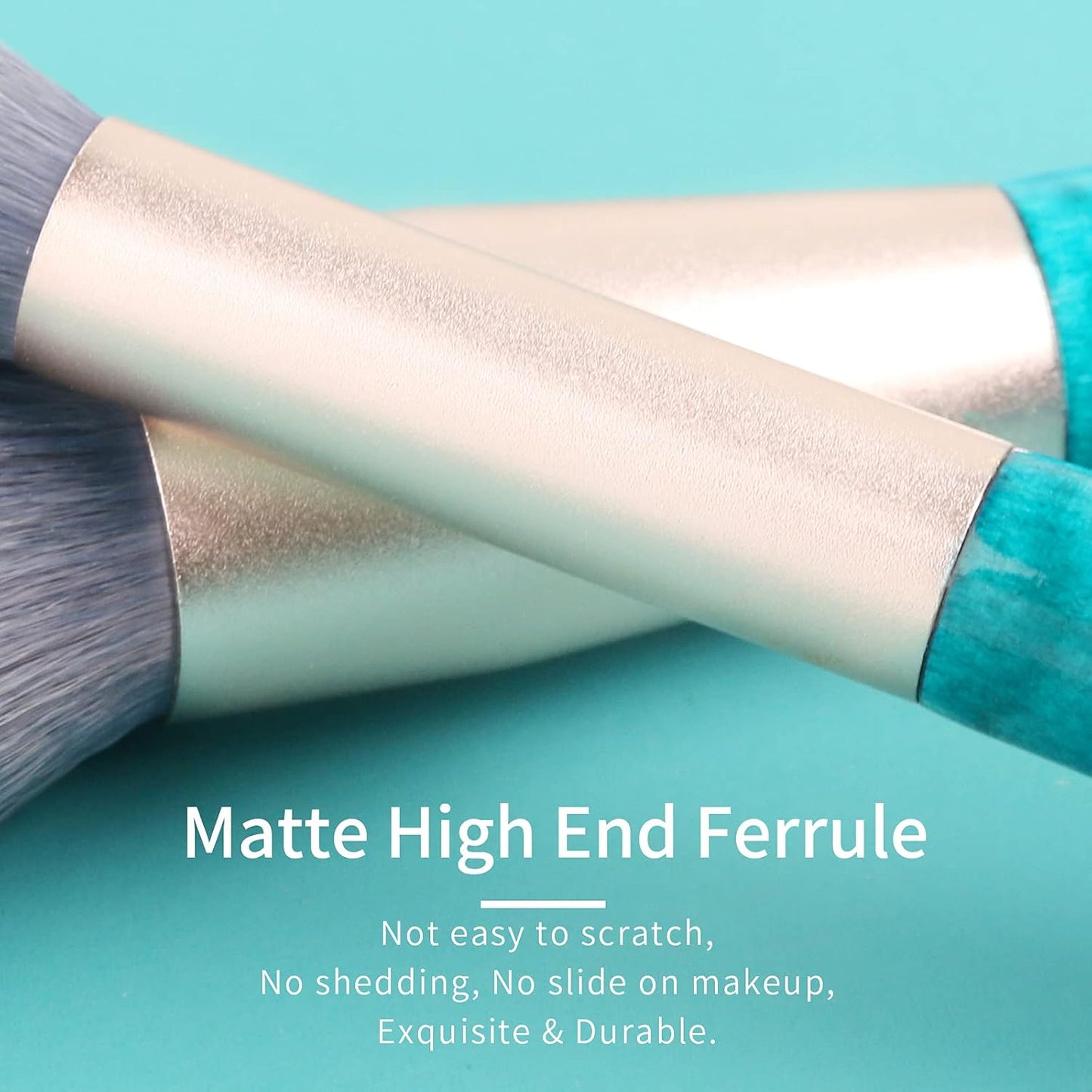 Teal Blue Makeup Brushes Set with Case, Travel Makeup Brush Set Professional, Colorful Cosmetic Brushes Makeup Set, Soft Make up Brushes, Wood Make up Brushes Set, Makeup Brush Set Vegan.