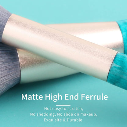 Teal Blue Makeup Brushes Set with Case, Travel Makeup Brush Set Professional, Colorful Cosmetic Brushes Makeup Set, Soft Make up Brushes, Wood Make up Brushes Set, Makeup Brush Set Vegan.