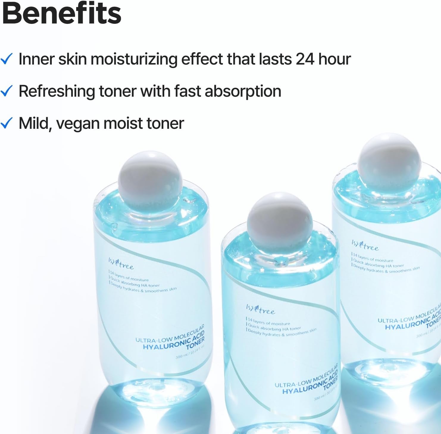Ultra-Low Molecular Hyaluronic Acid Toner 300Ml, 10.14 Fl.Oz | Korean Skincare | Quick Absorbing | Deep Hydration & Skin Smoothing | Vegan & Fragrance-Free