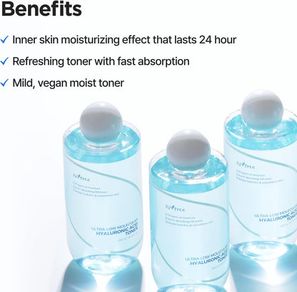 Ultra-Low Molecular Hyaluronic Acid Toner 300Ml, 10.14 Fl.Oz | Korean Skincare | Quick Absorbing | Deep Hydration & Skin Smoothing | Vegan & Fragrance-Free
