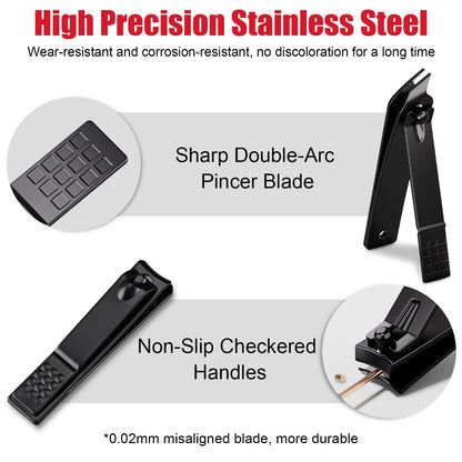 Manicure Set 10 in 1 Mens Gifts Travel Nail Clippers Set for Him, Mens Grooming Manicure Kit Pedicure Tools for Men Women Girls Boys Parents Husband Wife with Black Leather Case