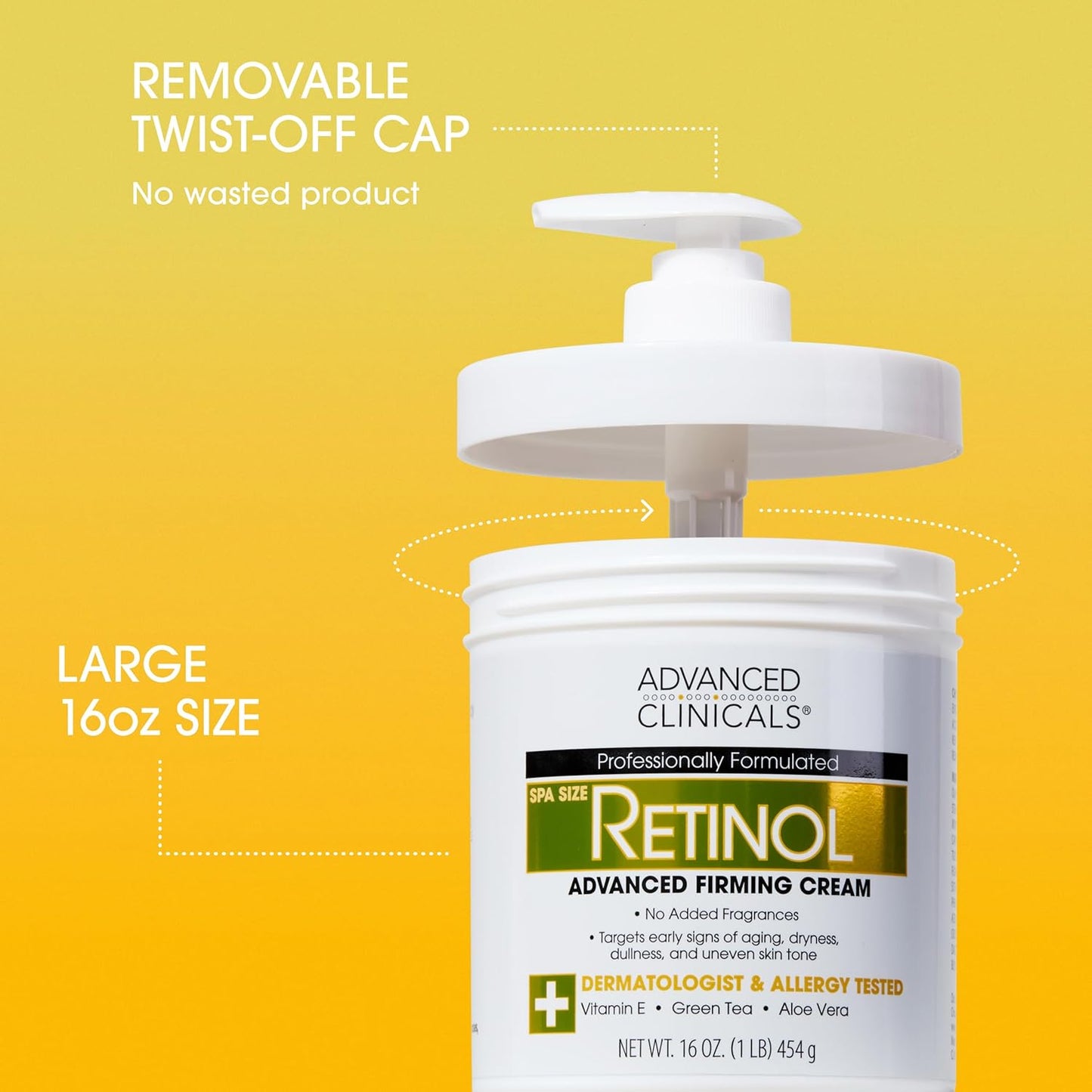 Retinol Body Lotion & Face Moisturizer | Visible anti Aging Skin Care Retinol Body Cream for Women & Men Targets Look of Fine Lines, Wrinkles, & Crepe Looking Dry Skin, 16 Ounce