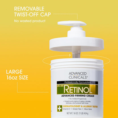 Retinol Body Lotion & Face Moisturizer | Visible anti Aging Skin Care Retinol Body Cream for Women & Men Targets Look of Fine Lines, Wrinkles, & Crepe Looking Dry Skin, 16 Ounce