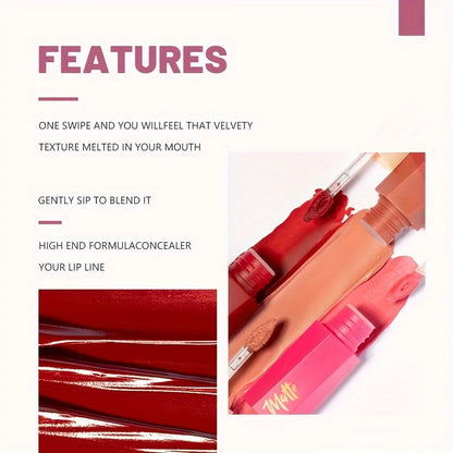 Velvet Matte Liquid Lipstick, Waterproof Long Lasting Lip Makeup, Lightweight Fog Matte Lipstick Gift for Her