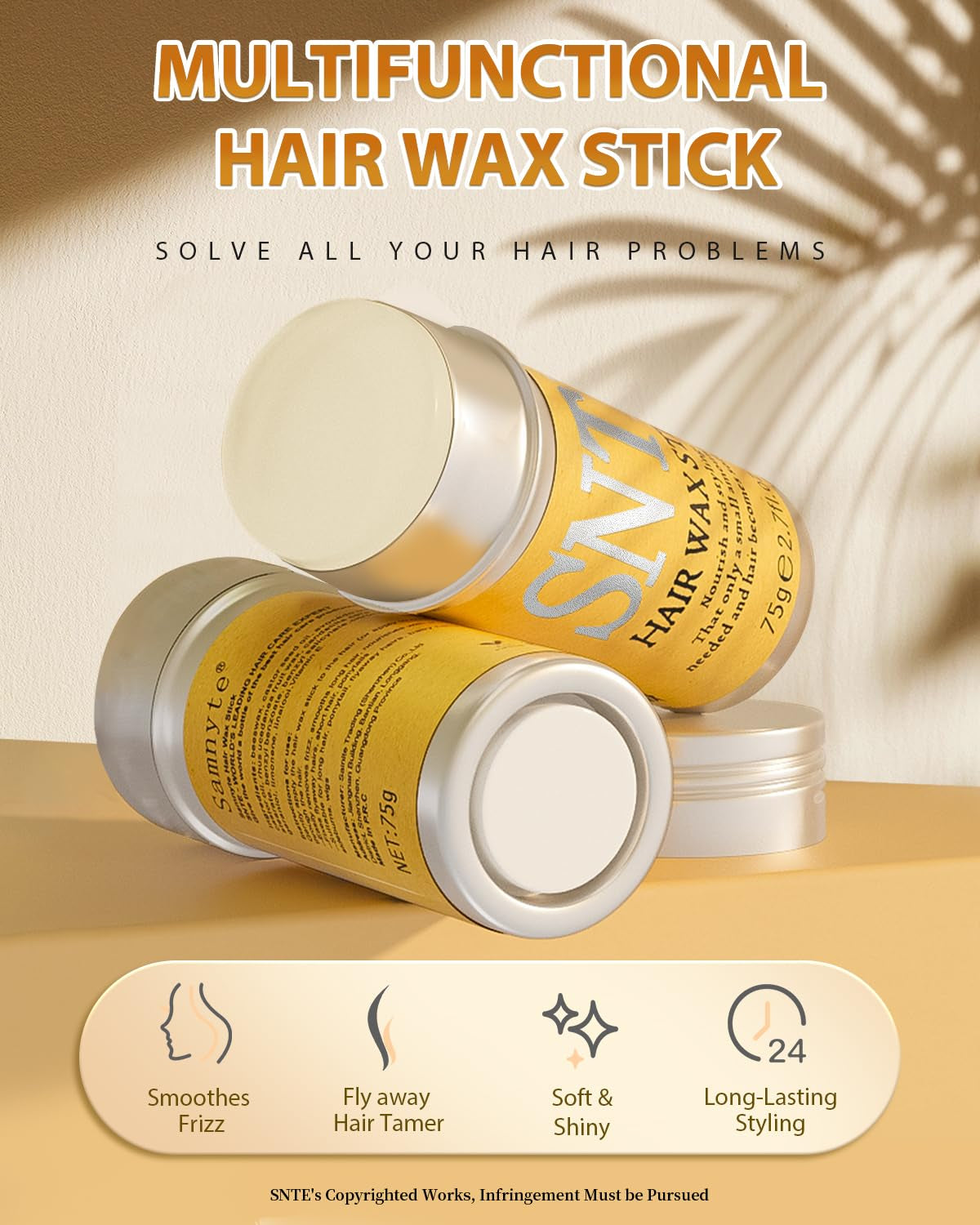 Hair Wax Stick, Gel Tamer for Flyaways, Nourishing Slick Stick Pomade for Women & Kids, Slick Back & Styling Cream, Hair Styling Accessories for Teen Girls Gifts, 2.7 Fl Oz | Nourishing