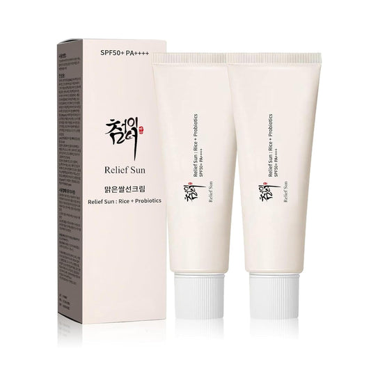 Organic Korean Sunscreen SPF50+, PA++++ Riceand Probiotics | Korean Skin Care Solution for All Skin Typesnourishing Skin Protection and UV Def（2Pcs 1.69 Fl)