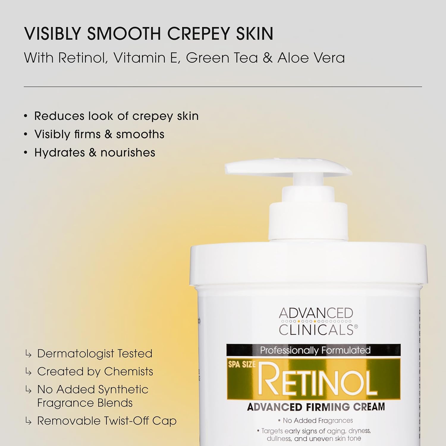 Retinol Body Lotion & Face Moisturizer | Visible anti Aging Skin Care Retinol Body Cream for Women & Men Targets Look of Fine Lines, Wrinkles, & Crepe Looking Dry Skin, 16 Ounce