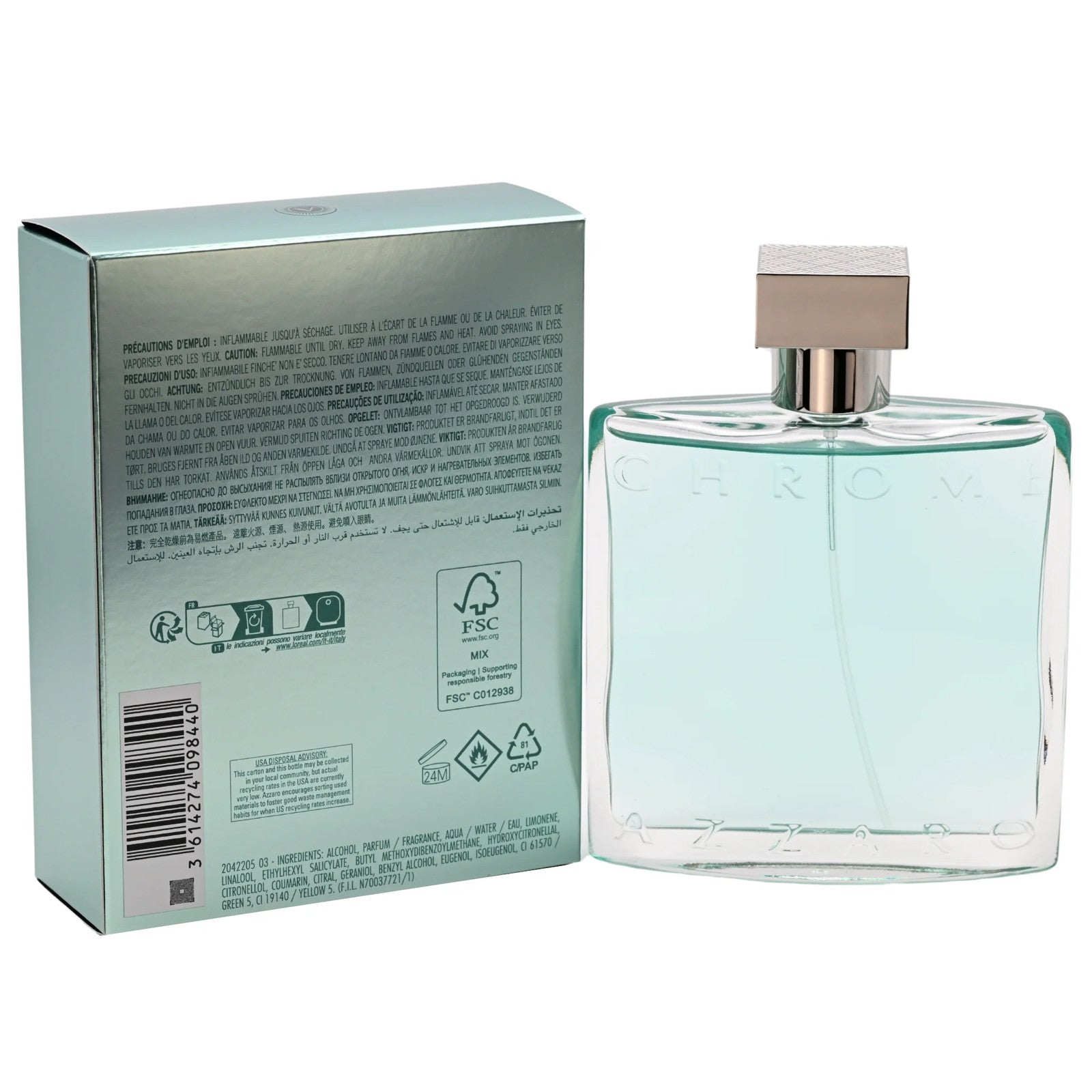 Chrome Azure by Loris Azzaro Cologne for Men EDT 3.38 Oz 3.4 / 3.3 New in Box