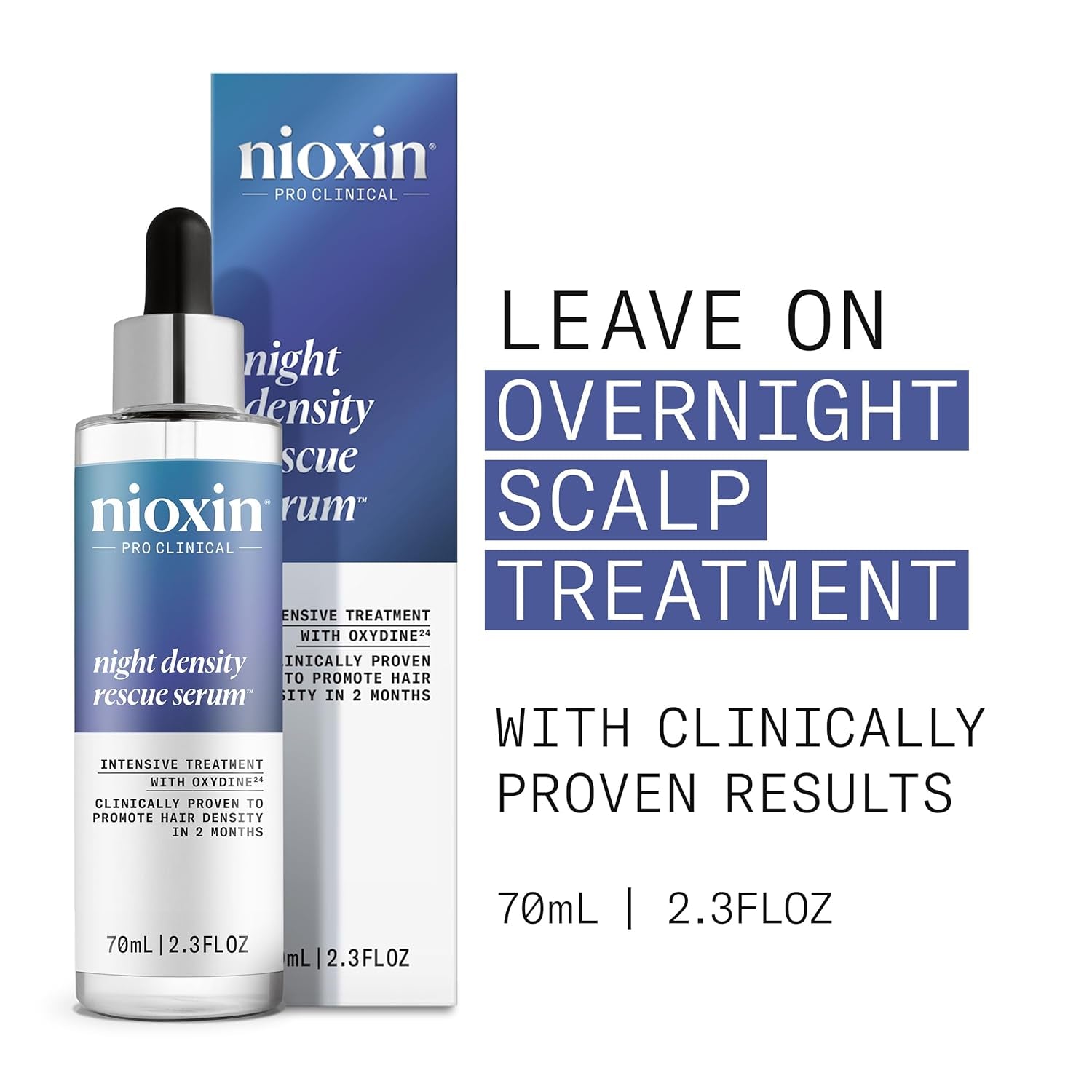 Night Density Rescue Serum | Overnight Hair Thickening Serum | Protects against Hair Breakage | Intensive Treatment with Oxydine | 2.4 Fl Oz.