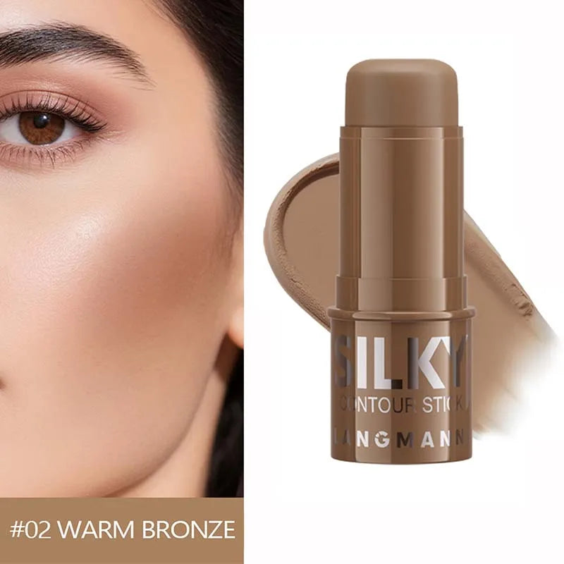 3 Color Contour Stick Multi-Functional Face Highlighter Cream Bronze Long-Lasting Waterproof Contouring & Brightening Stick