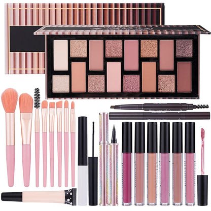 Teen Makeup Kit for Girl Include Eyeshadow Palette,Eyeliner,Makeup Brush Set,Lipgloss Set,Mascara, Eyebrow Pencil Make up Set Gift for Women Full Kit
