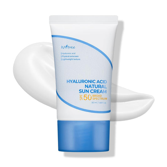 Hyaluronic Acid Natural Suncream SPF 50, Mineral Sunscreen, Gentle Tone-Up Effect, Hydrating Daily Sun Cream, Sensitive Skin Friendly, Korean Skincare, 50Ml