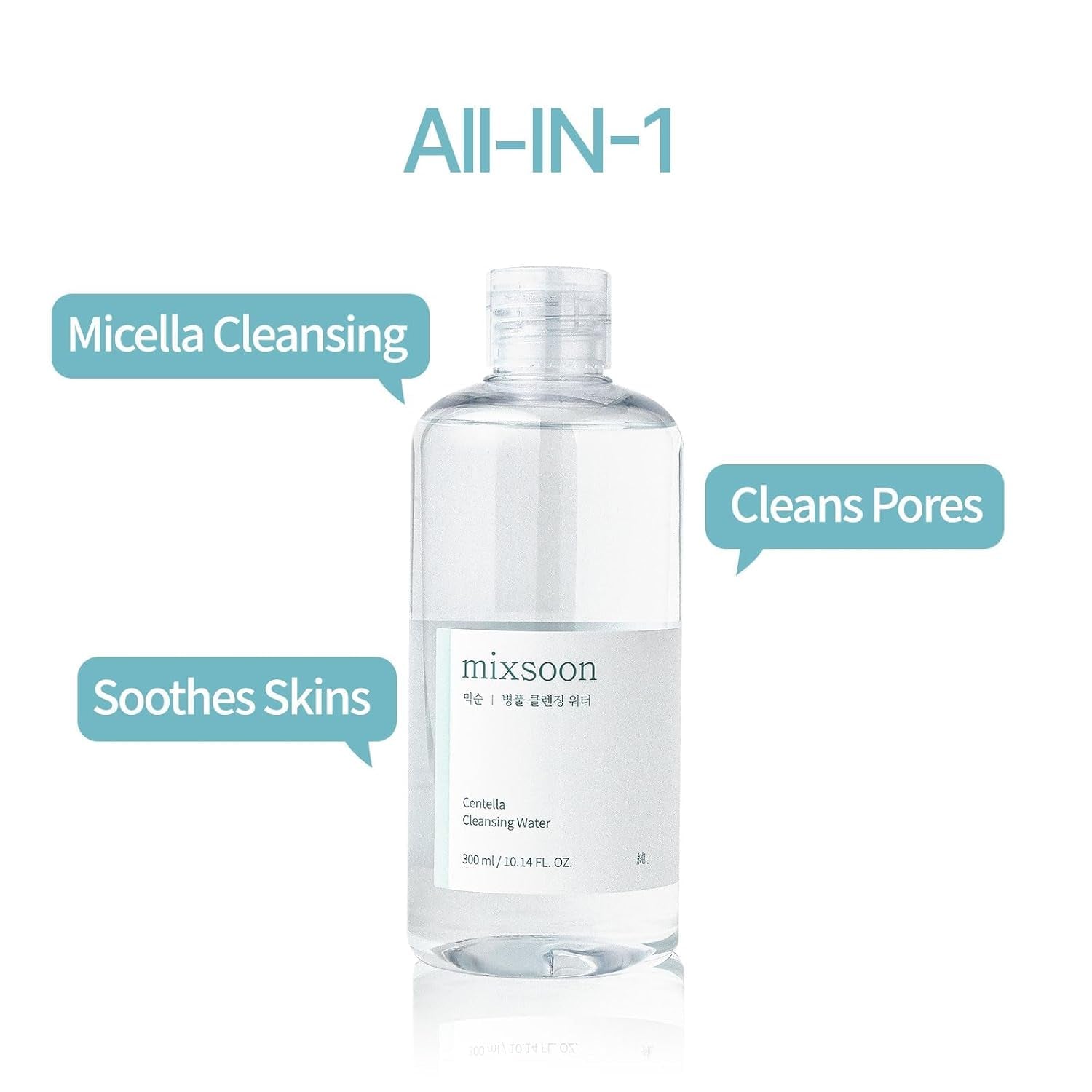 Centella Cleansing Water 10.14 Fl Oz / 300Ml Face Cleanser for Sensitive Skin Centella Asiatica Aloe Vera Korean Glass Skin Care