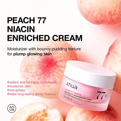 Peach Niacinamide Cream, Hydrating Face Moisturizer with Collagen, Vitamin B12, Ceramide & Panthenol, Barrier Repair for Dry Skin, Glowing Glass Skin, Korean Skincare, 1.69 Fl.Oz.