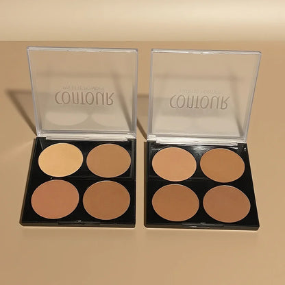 4 Colors Professional Highlighter & Contour Palette 3D Matte Face Bronzer Makeup Set for Enhanced Facial Features
