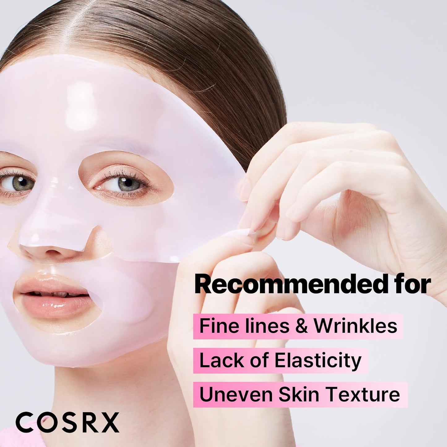 Pink Peptides Collagen Lifting Glow Hydrogel Face Masks Skincare 3 EA, Collagen Face Mask, Travel Essentials, Overnight Face Mask, Korean Skincare