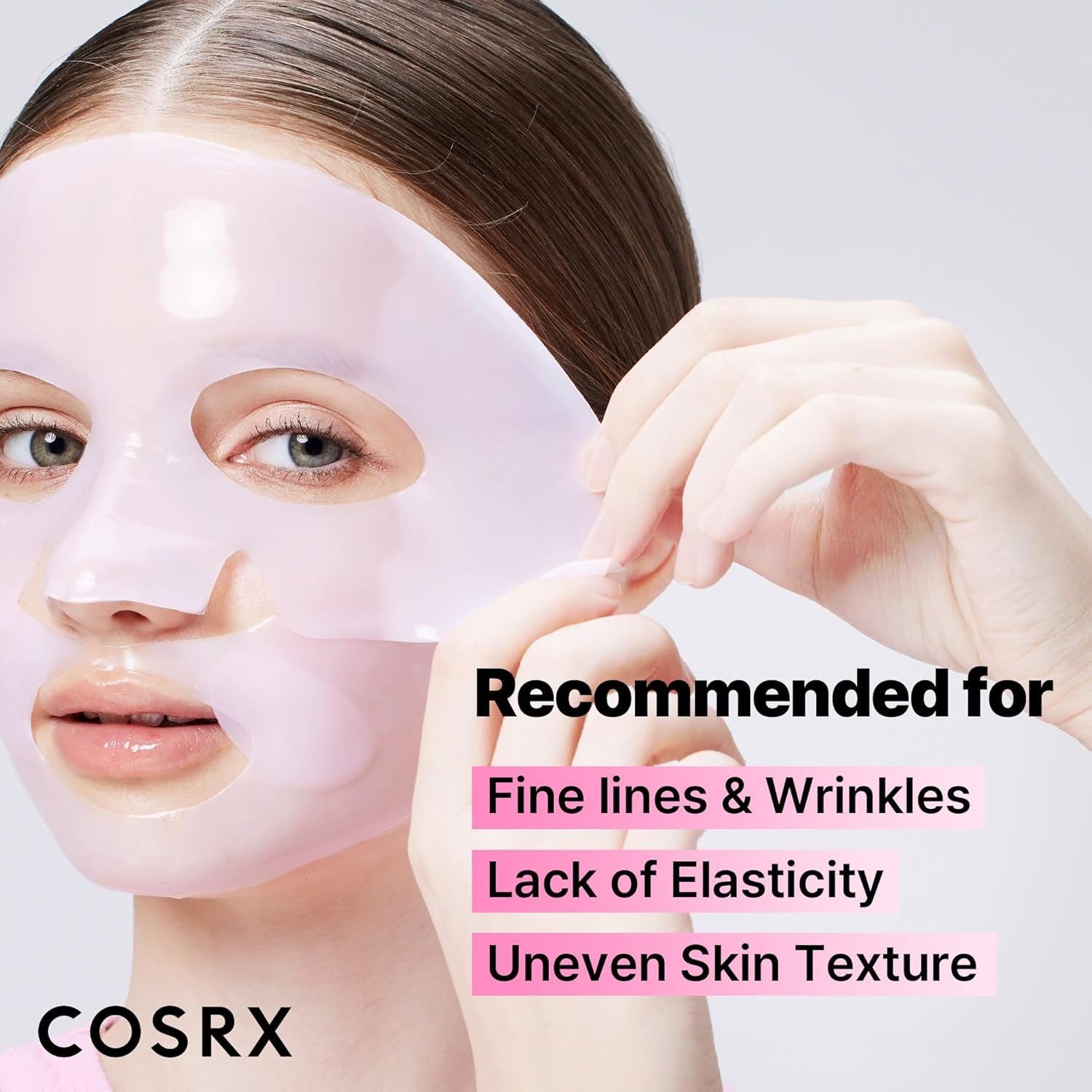 Pink Peptides Collagen Lifting Glow Hydrogel Face Masks Skincare 3 EA, Collagen Face Mask, Travel Essentials, Overnight Face Mask, Korean Skincare