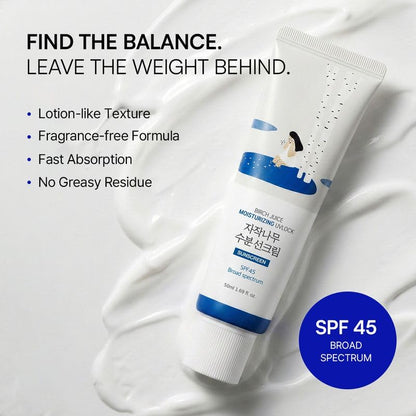 Birch Juice Moisturizing UV LOCK SPF 45, 1.69 Fl Oz, Hydrating Lotion-Like Lightweight Glow Sunscreen for Sensitive Skin, No White Cast, Fragrance-Free, Protector Solar, Korean Sunscreen