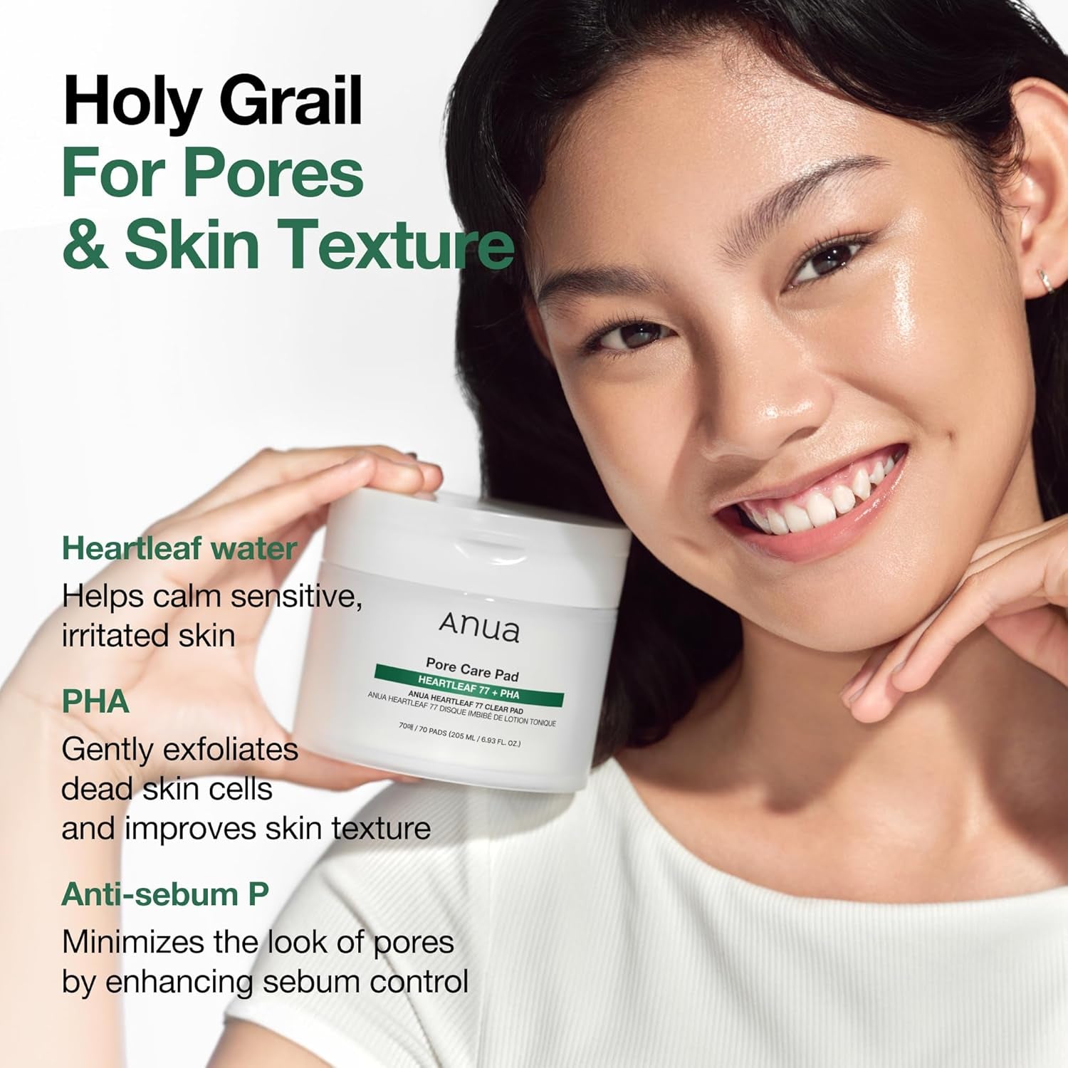 Heartleaf 77 Toner Pads, Daily Exfoliating Toner Pad for Skin Texture with Centella & PHA, Dual-Textured Pore Pads for Sensitive Skin, Non-Comedogenic, Korean Skin Care, 70 Pads