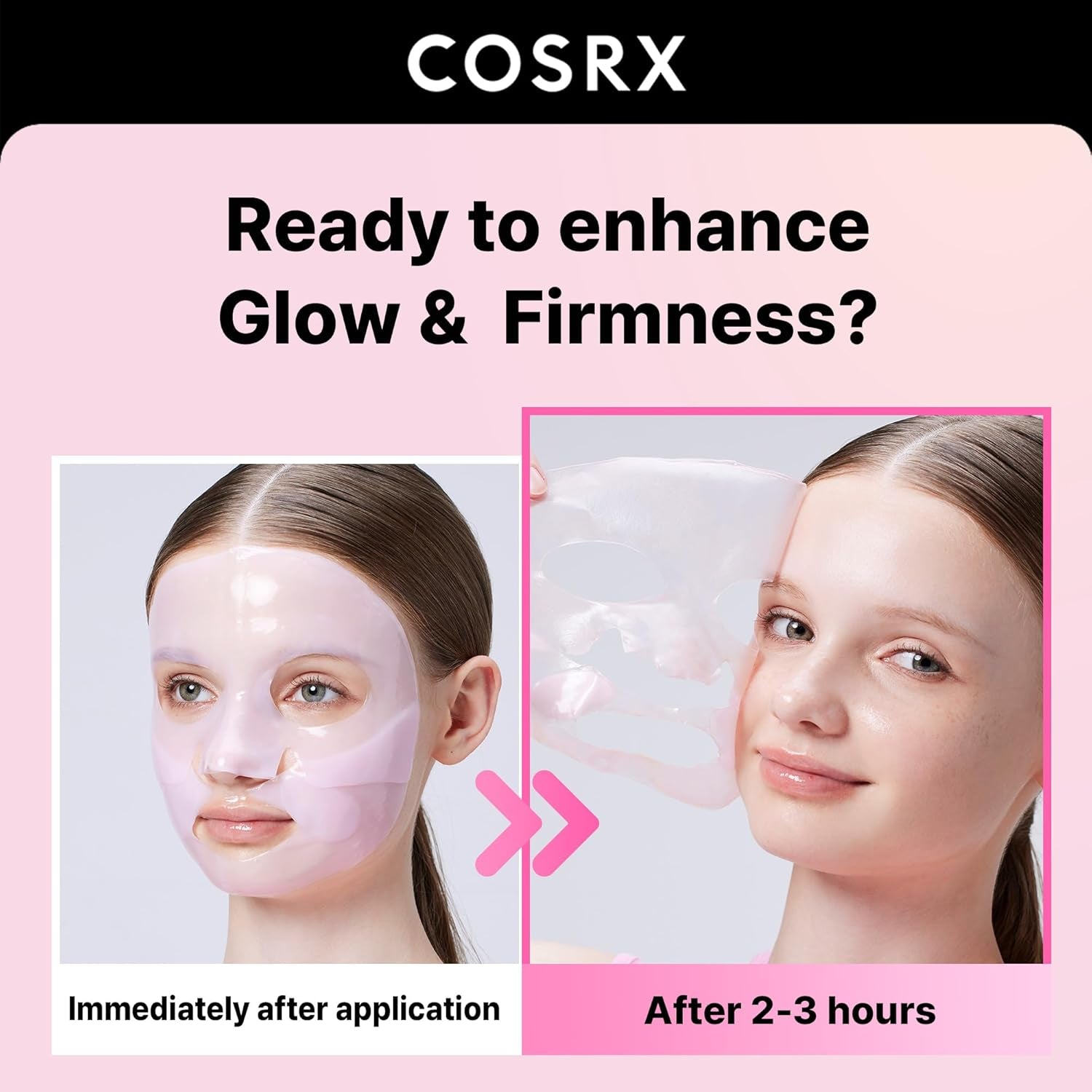 Pink Peptides Collagen Lifting Glow Hydrogel Face Masks Skincare 3 EA, Collagen Face Mask, Travel Essentials, Overnight Face Mask, Korean Skincare