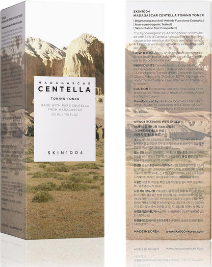 Centella Toning Toner 7.10 Fl.Oz, 210Ml, Korean Face Toner with Madagascar Centella Asiatica & Hyaluronic Acid for Hydrating, Soothing and Moisturizing, PHA Exfoliator, Korean Skin Care