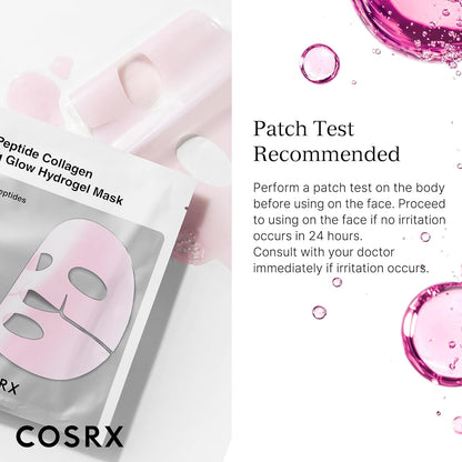 Pink Peptides Collagen Lifting Glow Hydrogel Face Masks Skincare 3 EA, Collagen Face Mask, Travel Essentials, Overnight Face Mask, Korean Skincare