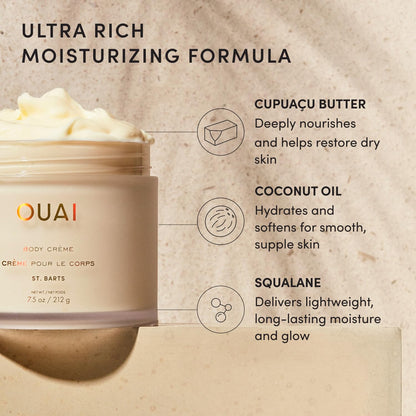 Body Cream, St. Barts - Hydrating Whipped Body Cream with Cupuaçu Butter, Coconut Oil and Squalane - Softens Skin and Delivers Healthy-Looking Glow - Sulfate-Free Skin Care (7.5 Oz)